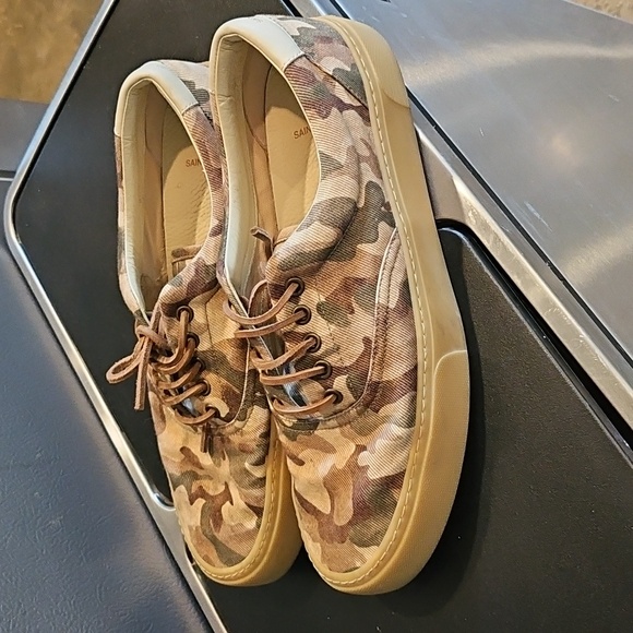 Saint Laurent Tan Brown Camouflage Canvas Men's Sneakers Size 43 [9.5-10] - Picture 3 of 14